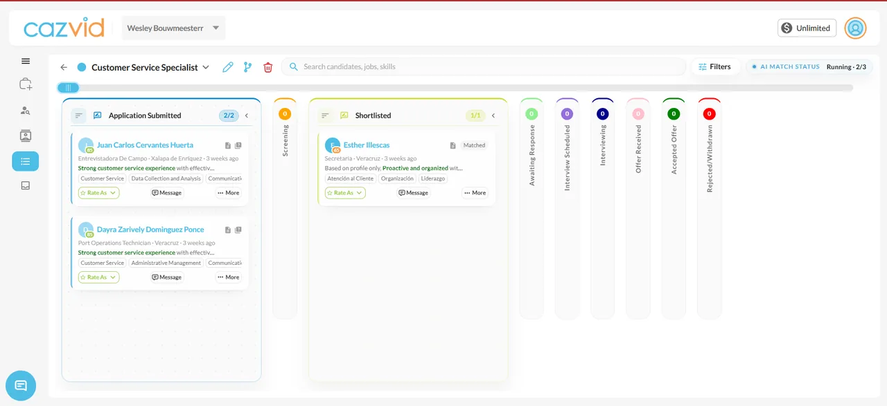 CazVid application management view