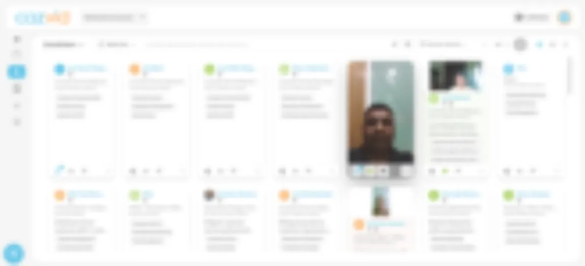 An anonymized CazVid candidate search interface showing candidate cards and video resume context