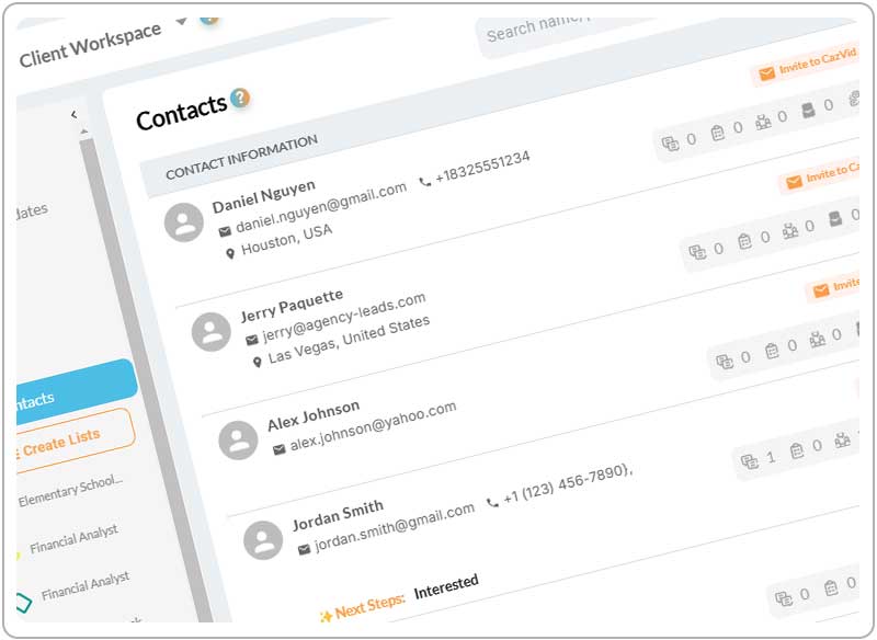 CazVid ATS Contacts CRM