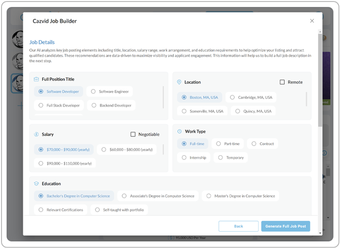 cazvid ai job listing builder