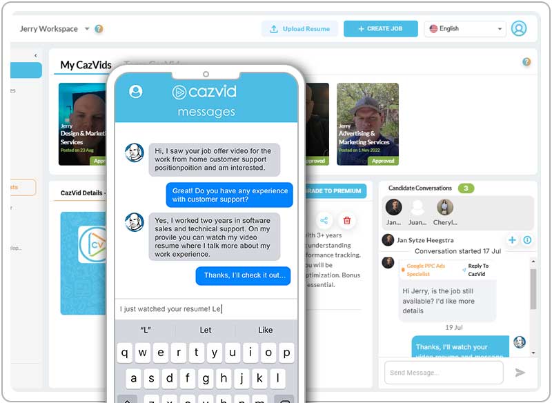 CazVId Direct Messaging Candidates