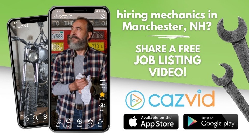CazVid share a free job listing video for hiring mechanics in Manchester, NH